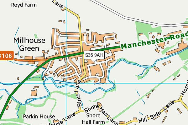 S36 9AH map - OS VectorMap District (Ordnance Survey)