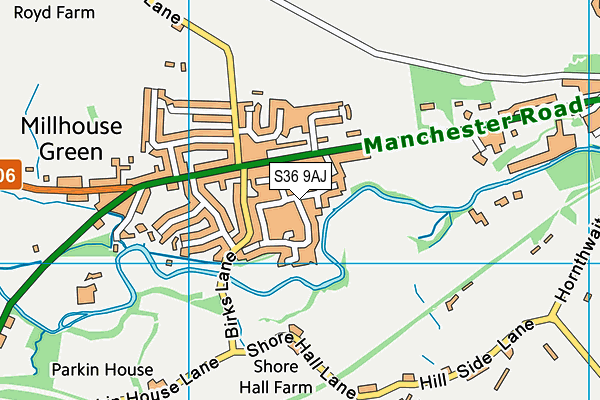 S36 9AJ map - OS VectorMap District (Ordnance Survey)