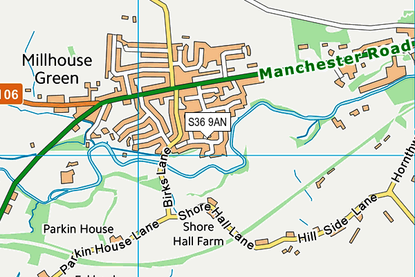 S36 9AN map - OS VectorMap District (Ordnance Survey)