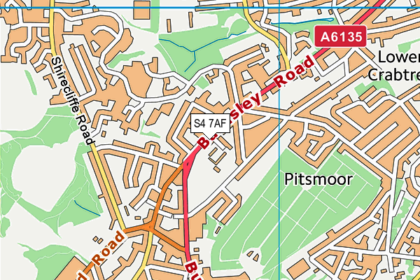 S4 7AF map - OS VectorMap District (Ordnance Survey)