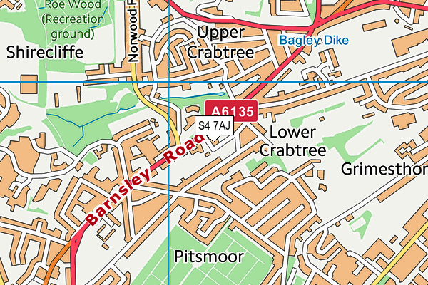 S4 7AJ map - OS VectorMap District (Ordnance Survey)