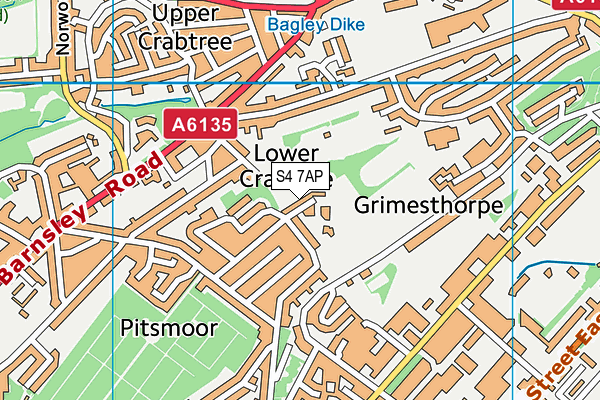 S4 7AP map - OS VectorMap District (Ordnance Survey)