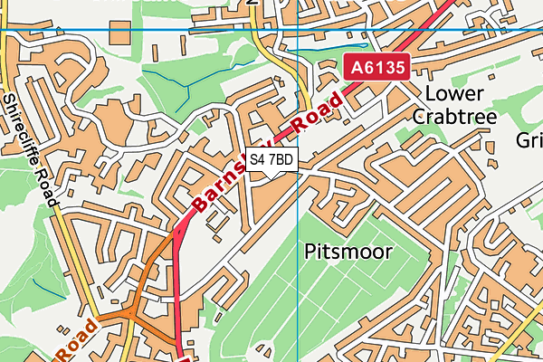 S4 7BD map - OS VectorMap District (Ordnance Survey)