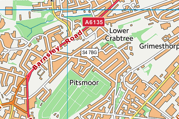 S4 7BG map - OS VectorMap District (Ordnance Survey)