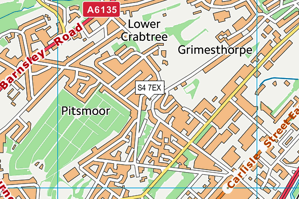 S4 7EX map - OS VectorMap District (Ordnance Survey)