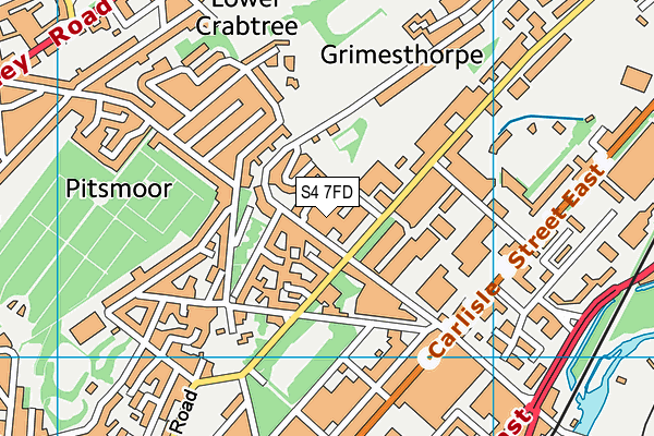 S4 7FD map - OS VectorMap District (Ordnance Survey)