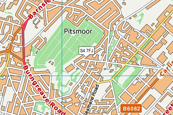 S4 7FJ map - OS VectorMap District (Ordnance Survey)