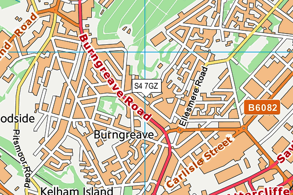 S4 7GZ map - OS VectorMap District (Ordnance Survey)