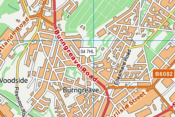 Burngreave Recreational Ground map (S4 7HL) - OS VectorMap District (Ordnance Survey)