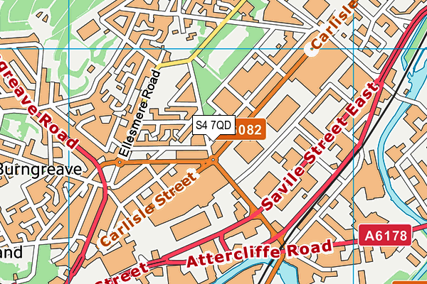 S4 7QD map - OS VectorMap District (Ordnance Survey)