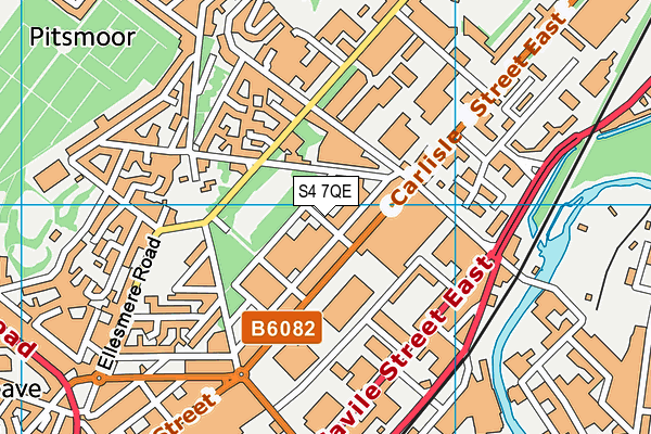 S4 7QE map - OS VectorMap District (Ordnance Survey)