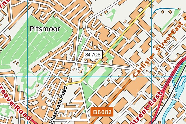 Petre Street Recreation Ground map (S4 7QS) - OS VectorMap District (Ordnance Survey)