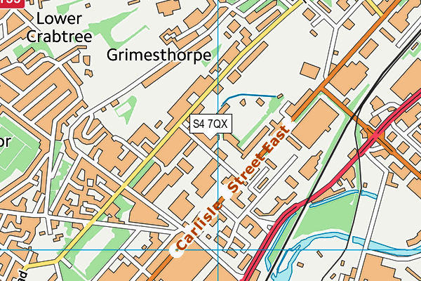 S4 7QX map - OS VectorMap District (Ordnance Survey)