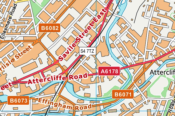 S4 7TZ map - OS VectorMap District (Ordnance Survey)