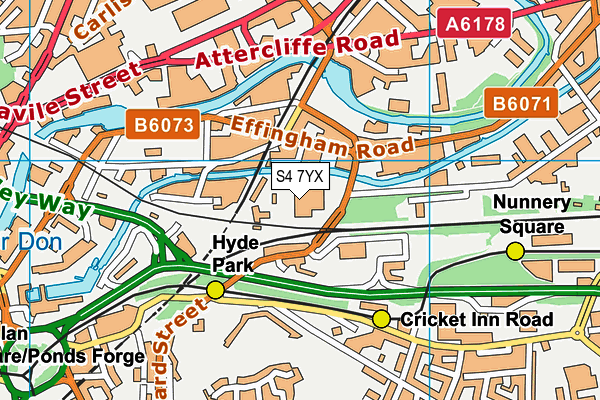 S4 7YX map - OS VectorMap District (Ordnance Survey)