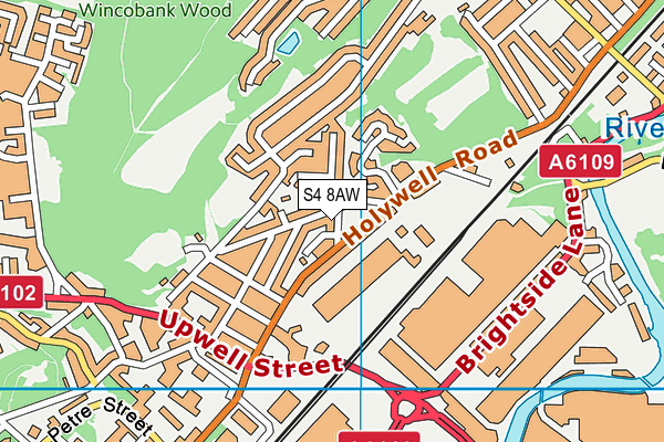 S4 8AW map - OS VectorMap District (Ordnance Survey)