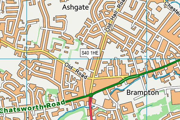 S40 1HE map - OS VectorMap District (Ordnance Survey)