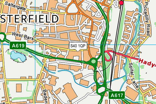 Chesterfield Police Headquarters map (S40 1QP) - OS VectorMap District (Ordnance Survey)