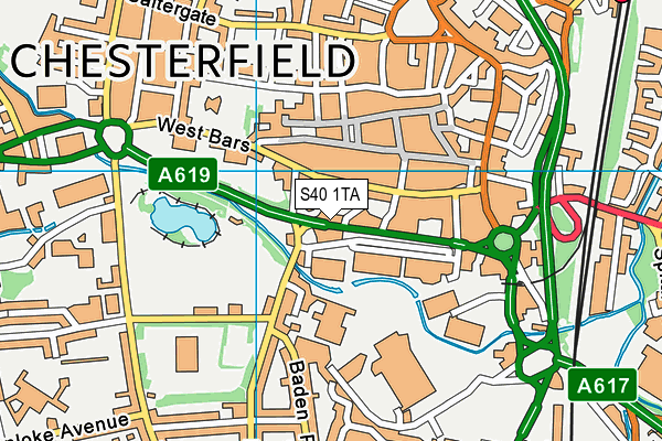 S40 1TA map - OS VectorMap District (Ordnance Survey)