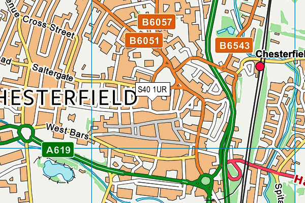 S40 1UR map - OS VectorMap District (Ordnance Survey)