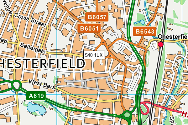 S40 1UX map - OS VectorMap District (Ordnance Survey)