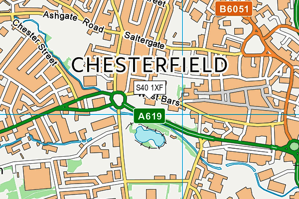 S40 1XF map - OS VectorMap District (Ordnance Survey)