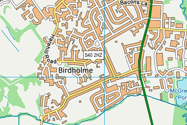 S40 2HZ map - OS VectorMap District (Ordnance Survey)