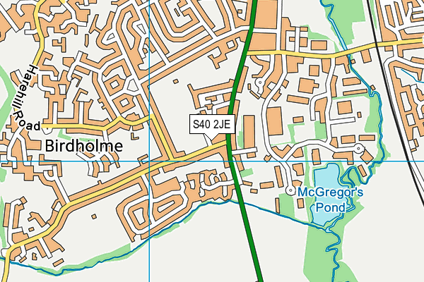 Langer Lane map (S40 2JE) - OS VectorMap District (Ordnance Survey)