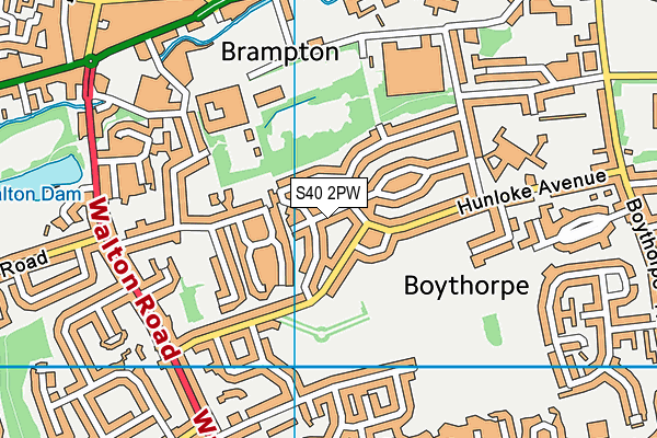 S40 2PW map - OS VectorMap District (Ordnance Survey)