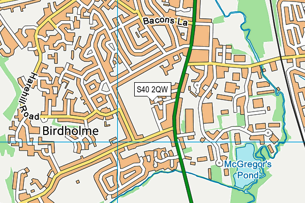 S40 2QW map - OS VectorMap District (Ordnance Survey)