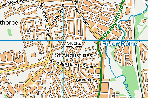 S40 2RZ map - OS VectorMap District (Ordnance Survey)
