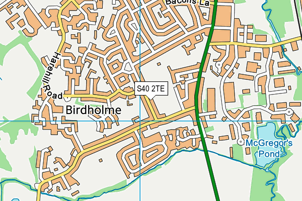 S40 2TE map - OS VectorMap District (Ordnance Survey)