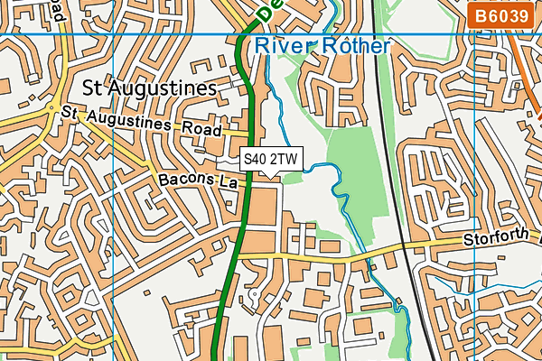 S40 2TW map - OS VectorMap District (Ordnance Survey)