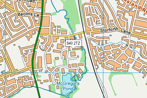S40 2TZ map - OS VectorMap District (Ordnance Survey)