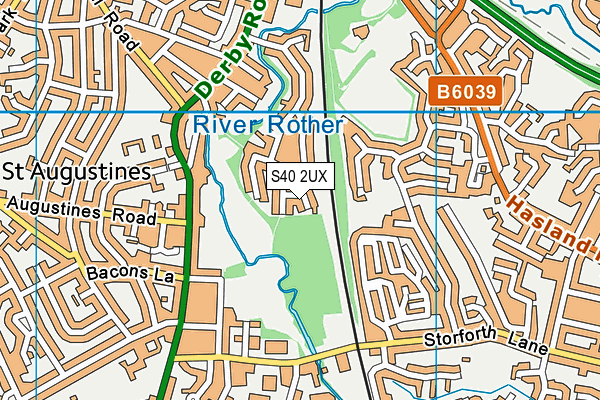 S40 2UX map - OS VectorMap District (Ordnance Survey)