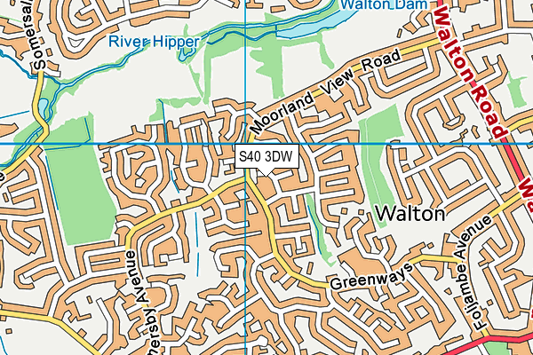 S40 3DW map - OS VectorMap District (Ordnance Survey)