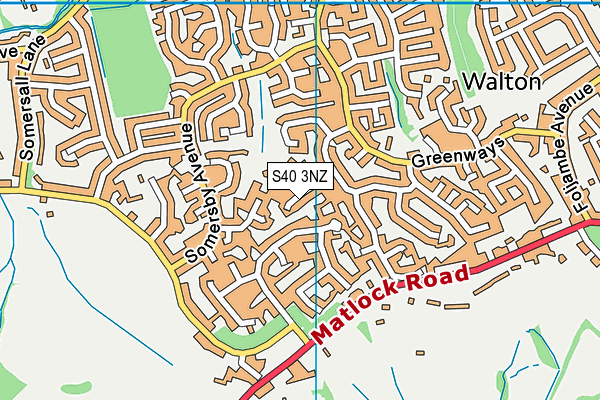 S40 3NZ map - OS VectorMap District (Ordnance Survey)