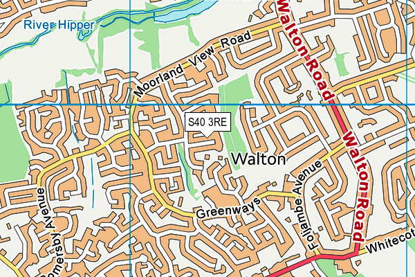 S40 3RE map - OS VectorMap District (Ordnance Survey)