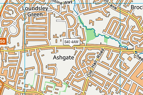 S40 4AW map - OS VectorMap District (Ordnance Survey)