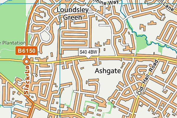 S40 4BW map - OS VectorMap District (Ordnance Survey)