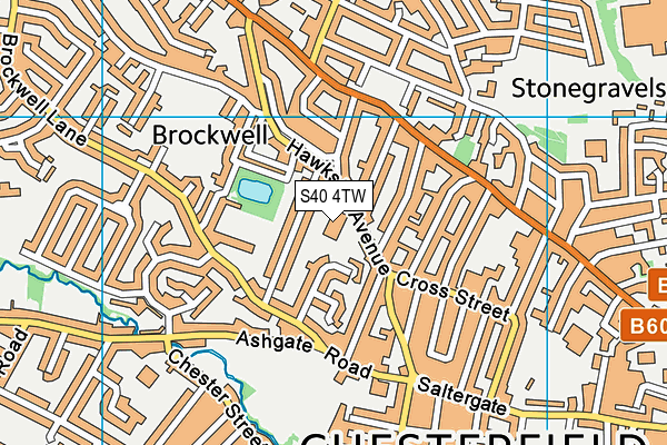 Chesterfield Lawn Tennis Club Ltd map (S40 4TW) - OS VectorMap District (Ordnance Survey)