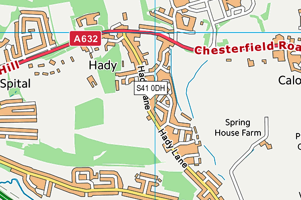 Hady Playing Field map (S41 0DH) - OS VectorMap District (Ordnance Survey)