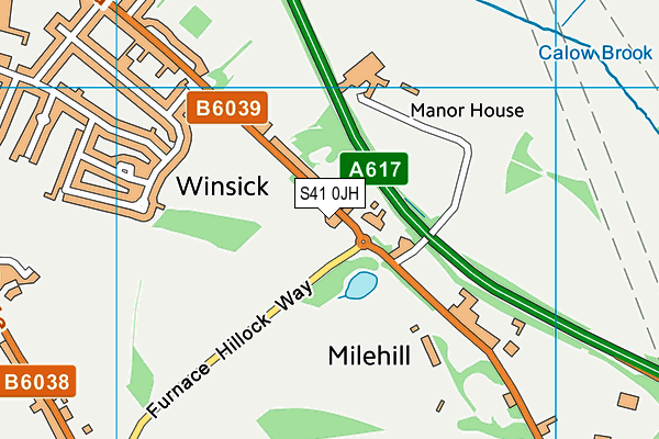 S41 0JH map - OS VectorMap District (Ordnance Survey)