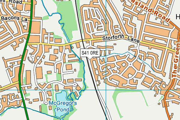 S41 0RE map - OS VectorMap District (Ordnance Survey)