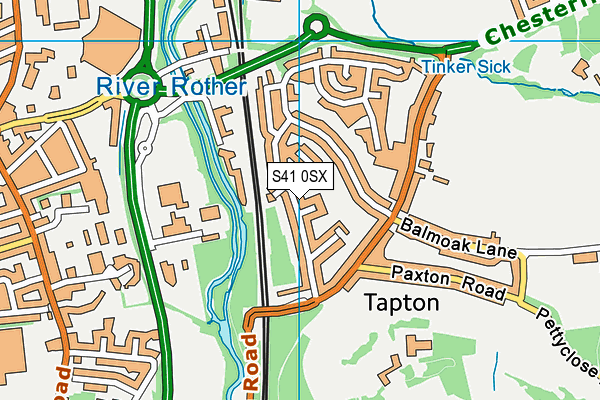 S41 0SX map - OS VectorMap District (Ordnance Survey)