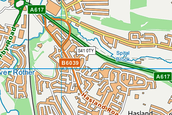 S41 0TY map - OS VectorMap District (Ordnance Survey)