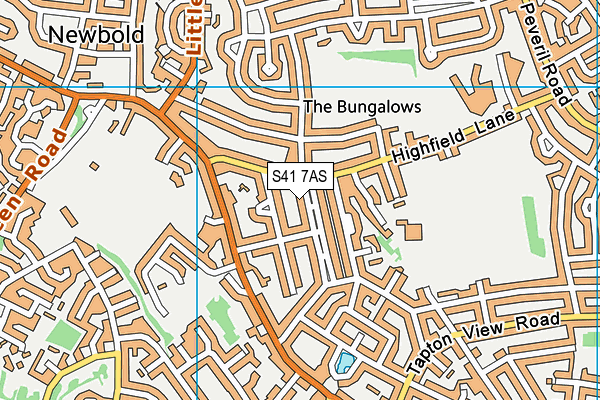 S41 7AS map - OS VectorMap District (Ordnance Survey)