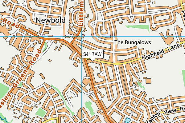 S41 7AW map - OS VectorMap District (Ordnance Survey)