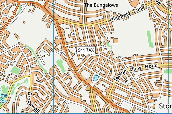 S41 7AX map - OS VectorMap District (Ordnance Survey)