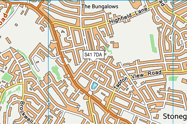 S41 7DA map - OS VectorMap District (Ordnance Survey)